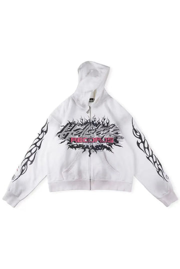 Explosion logo white hooded sweatshirt