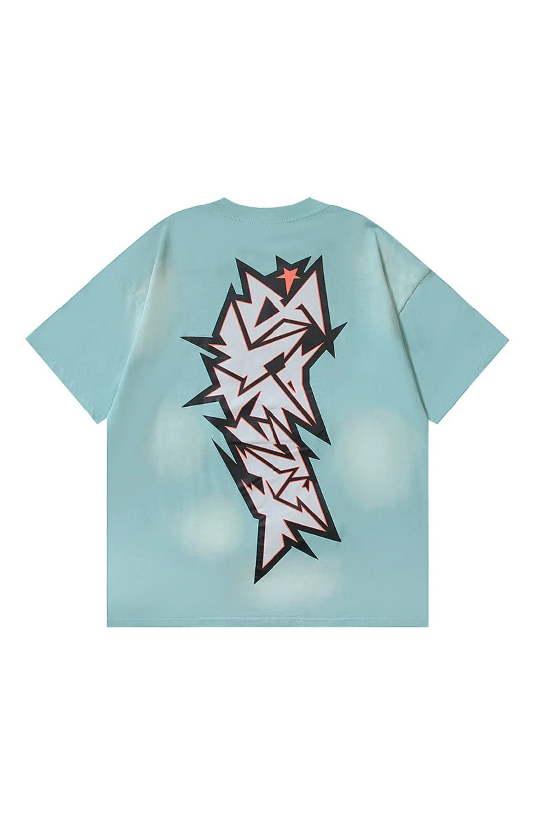 Dark style: cartoon text image, green shirt